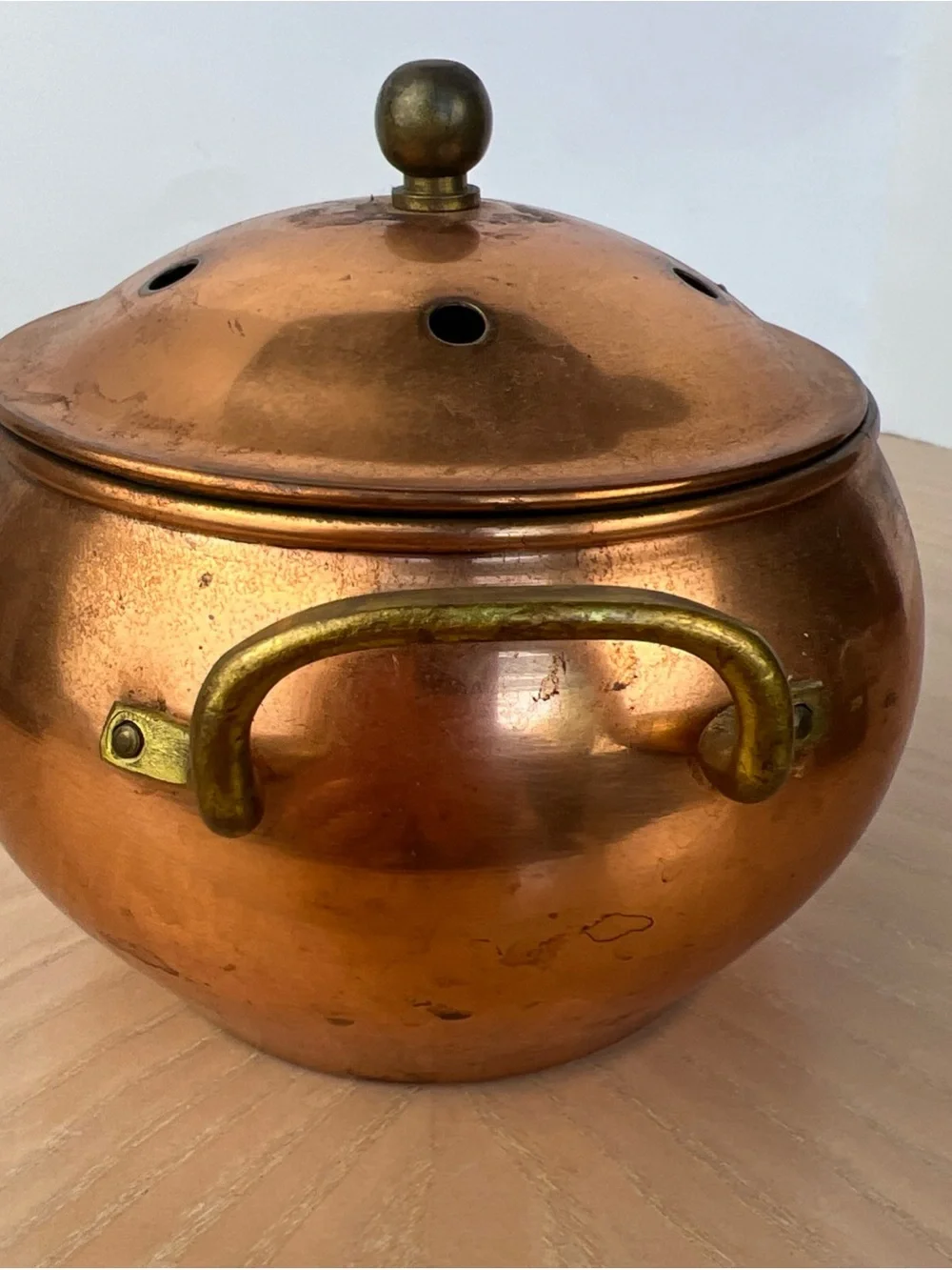 Copper Scent Pot with Brass Handles - Copper
